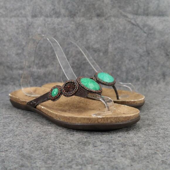 Kenneth Cole Reaction Shoes Womens 9.5 Sandal Flip Flop Slip On Beaded Turquoise - Picture 1 of 14